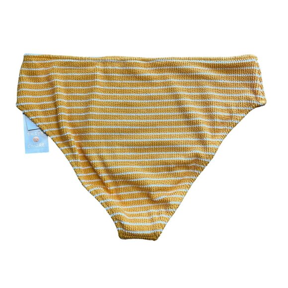 SHADE & SHORE BIKINI BOTTOM PUCKER HIGH WAIST CHEEKY XL ORANGE STRIPE NWT - Picture 3 of 9